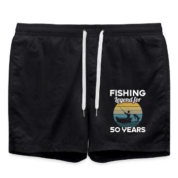 This fishing legend is 50 years 50 birthday - Swim Trunks - black - Front - AI Model Male 185 light (185cm)