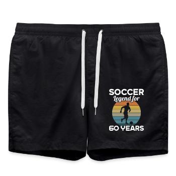 This football legend is 60 years 60 birthday - Swim Trunks - black - Front - AI Model Male 185 light (185cm)
