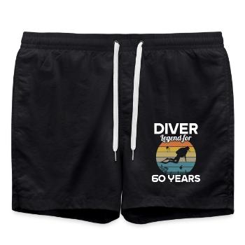 This diver legend is 60 years 60 birthday - Swim Trunks - black - Front - AI Model Male 185 light (185cm)