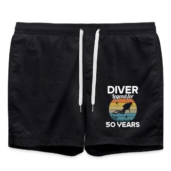 This diver legend is 50 years 50 birthday - Swim Trunks - black - Front - AI Model Male 185 light (185cm)