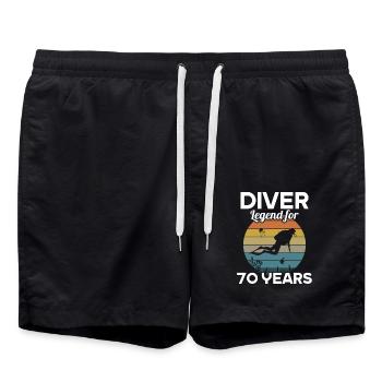 This diver legend is 70 years 70 birthday - Swim Trunks - black - Front - AI Model Male 185 light (185cm)