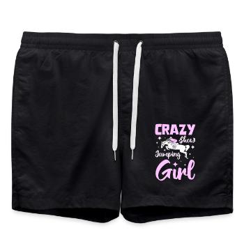 Crazy show jumping girl - Swim Trunks - black - Front - AI Model Male 185 light (185cm)