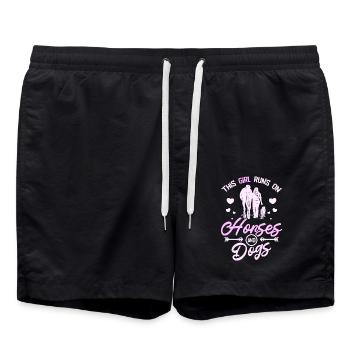 Cette fille court sur des chevaux et des chiens - Short de bain - noir - Devant - AI Model Male 185 light (185cm)