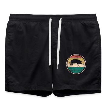 Pig Animal Retro Pet Farm Gift idea - Badeshorts - Schwarz - Vorne - AI Model Male 185 light (185cm)