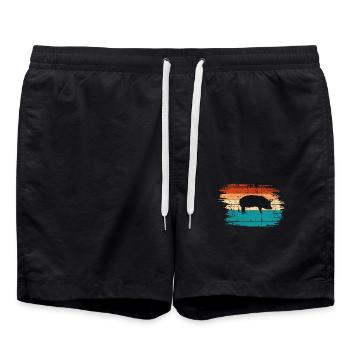 Pig Animal Retro Pet Farm Gift idea - Badeshorts - Schwarz - Vorne - AI Model Male 185 light (185cm)