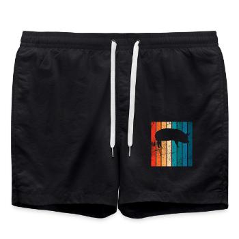 Pig Animal Retro Pet Farm Gift idea - Badeshorts - Schwarz - Vorne - AI Model Male 185 light (185cm)