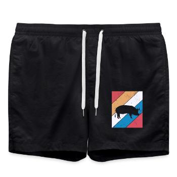 Pig Animal Retro Pet Farm Gift idea - Badeshorts - Schwarz - Vorne - AI Model Male 185 light (185cm)