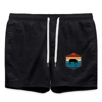Pig Animal Retro Pet Farm Gift idea - Badeshorts - Schwarz - Vorne - AI Model Male 185 light (185cm)