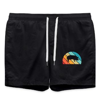 Pig Animal Retro Pet Farm Gift idea - Badeshorts - Schwarz - Vorne - AI Model Male 185 light (185cm)