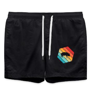 Pig Animal Retro Pet Farm Gift idea - Badeshorts - Schwarz - Vorne - AI Model Male 185 light (185cm)