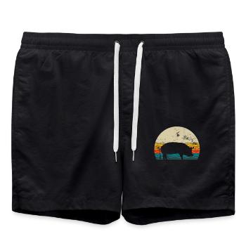 Pig Animal Retro Pet Farm Gift idea - Badeshorts - Schwarz - Vorne - AI Model Male 185 light (185cm)