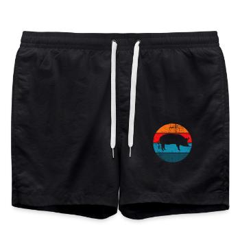 Pig Animal Retro Pet Farm Gift idea - Badeshorts - Schwarz - Vorne - AI Model Male 185 light (185cm)