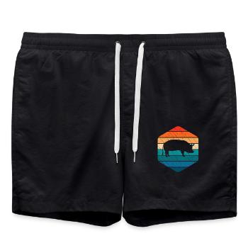 Pig Animal Retro Pet Farm Gift idea - Badeshorts - Schwarz - Vorne - AI Model Male 185 light (185cm)