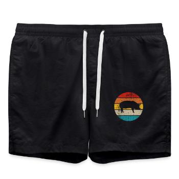 Pig Animal Retro Pet Farm Gift idea - Badeshorts - Schwarz - Vorne - AI Model Male 185 light (185cm)