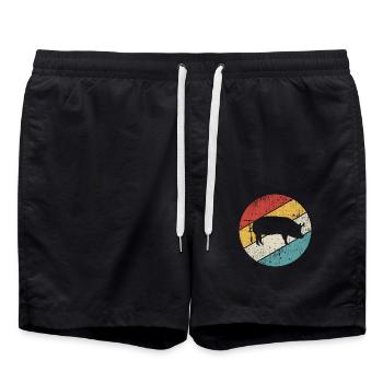Pig Animal Retro Pet Farm Gift idea - Badeshorts - Schwarz - Vorne - AI Model Male 185 light (185cm)