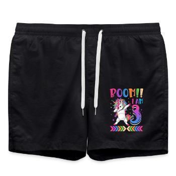 Boom!! Ich Bin 3, Buntes Lustiges Einhorn 3. - Short de bain - noir - Devant - AI Model Male 185 light (185cm)
