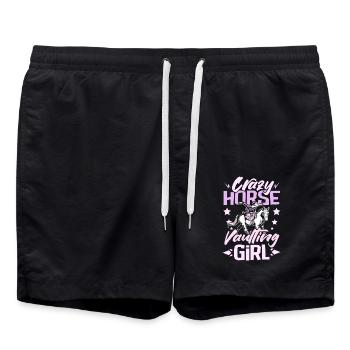Crazy horse vaulting girl - Swim Trunks - black - Front - AI Model Male 185 light (185cm)
