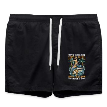 Lustig Angeln Hecht Karpfen Frau Angler Geschenk - Badeshorts - Schwarz - Vorne - AI Model Male 185 light (185cm)