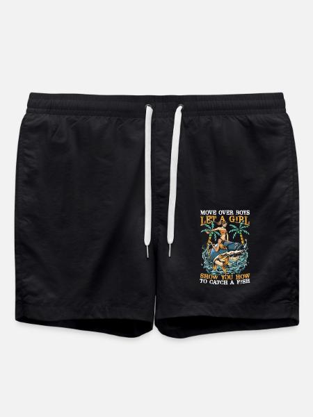 Lustig Angeln Hecht Karpfen Frau Angler Geschenk - Badeshorts - Schwarz