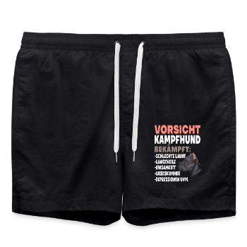 Vorsicht Kampfhund Lustiger Hundespruch - Badeshorts - Schwarz - Vorne - AI Model Male 185 light (185cm)