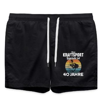 Diese Kraftsport Legende is 40 Jahre 40 Geburtstag - Badeshorts - Schwarz - Vorne - AI Model Male 185 light (185cm)