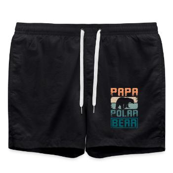 Father Dad Papa polar bear - Badeshorts - Schwarz - Vorne - AI Model Male 185 light (185cm)