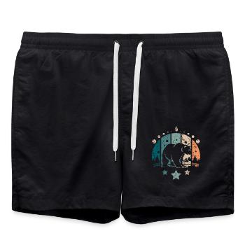 Retro Vintage Forest Polar Bear - Badeshorts - Schwarz - Vorne - AI Model Male 185 light (185cm)