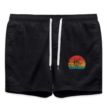 Olive food oil Retro Vegetarian Gift idea - Badeshorts - Schwarz - Vorne - AI Model Male 185 light (185cm)