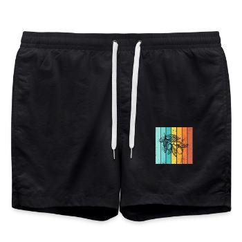 Olive food oil Retro Vegetarian Gift idea - Badeshorts - Schwarz - Vorne - AI Model Male 185 light (185cm)