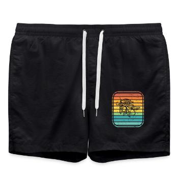 Olive food oil Retro Vegetarian Gift idea - Badeshorts - Schwarz - Vorne - AI Model Male 185 light (185cm)