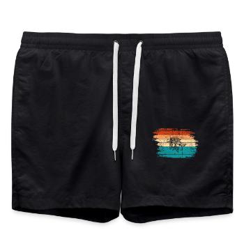 Olive food oil Retro Vegetarian Gift idea - Badeshorts - Schwarz - Vorne - AI Model Male 185 light (185cm)