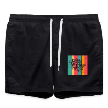 Olive food oil Retro Vegetarian Gift idea - Badeshorts - Schwarz - Vorne - AI Model Male 185 light (185cm)