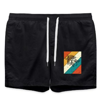 Olive food oil Retro Vegetarian Gift idea - Badeshorts - Schwarz - Vorne - AI Model Male 185 light (185cm)