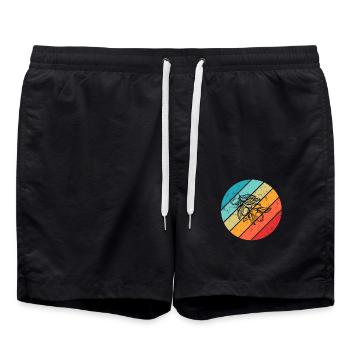 Olive food oil Retro Vegetarian Gift idea - Badeshorts - Schwarz - Vorne - AI Model Male 185 light (185cm)