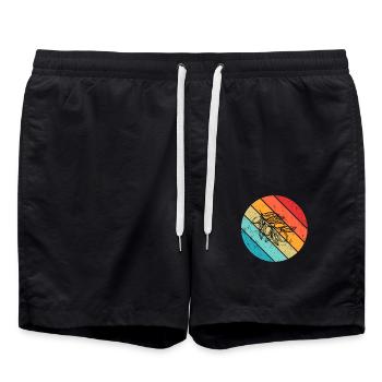 Olive food oil Retro Vegetarian Gift idea - Badeshorts - Schwarz - Vorne - AI Model Male 185 light (185cm)