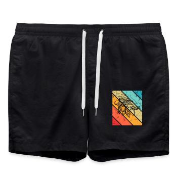 Olive food oil Retro Vegetarian Gift idea - Badeshorts - Schwarz - Vorne - AI Model Male 185 light (185cm)
