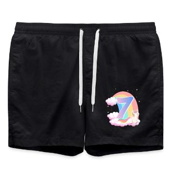 7 Unicorn Rainbow Clouds Little Pony 7. - Swim Trunks - black - Front - AI Model Male 185 light (185cm)