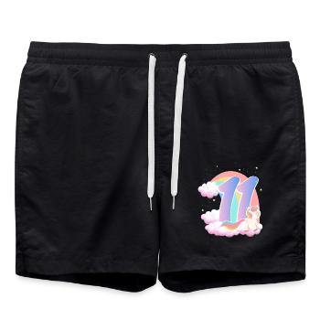 11 Unicorn Rainbow Clouds Little Pony 11. - Swim Trunks - black - Front - AI Model Male 185 light (185cm)