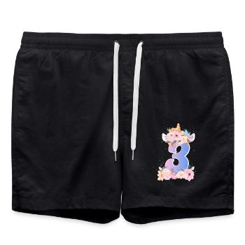 3 Unicorn Crown Cute Bouquet 3. - Swim Trunks - black - Front - AI Model Male 185 light (185cm)
