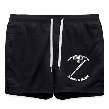 Cricket Father Saying Papa Team Cricket Cricket Fan - Swim Trunks - black - Front - AI Model Male 185 light (185cm)
