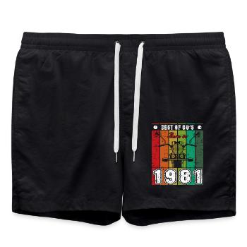 Best Of 80's Born 1981 Classic Motorcycle - Swim Trunks - black - Front - AI Model Male 185 light (185cm)
