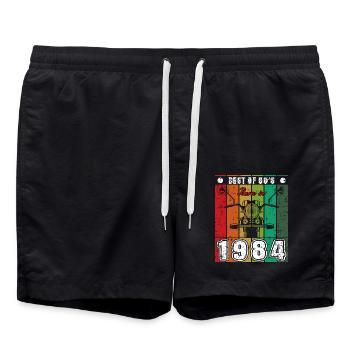 Best Of 80's Born 1984 Classic Motorcycle - Swim Trunks - black - Front - AI Model Male 185 light (185cm)