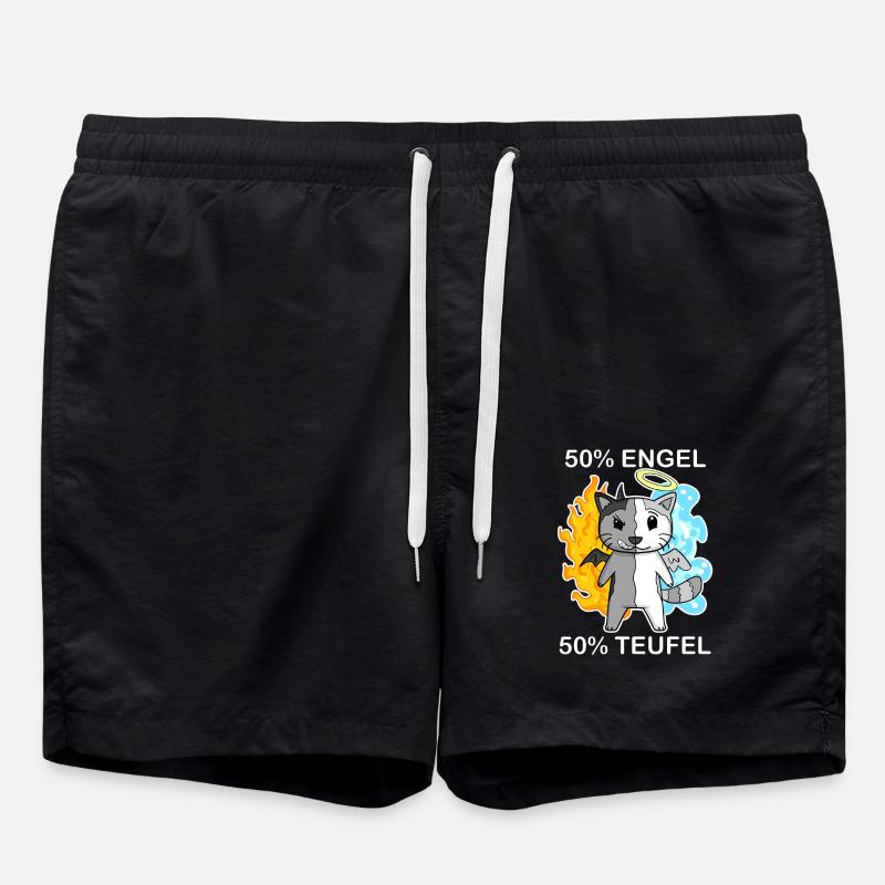 Katze Engel und Teufel - Badeshorts - Schwarz