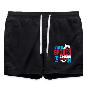 Diese Sportlegende Ist Jetzt 34, Fußballspiel 34. - Badeshorts - Schwarz - Vorne - AI Model Male 185 light (185cm)