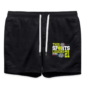 Cette légende du sport a maintenant 21 ans, le tennis 21. - Short de bain - noir - Devant - AI Model Male 185 light (185cm)