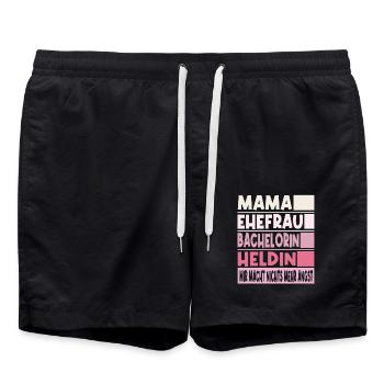 Bachelorin Mama Ehefrau Heldin - Badeshorts - Schwarz - Vorne - AI Model Male 185 light (185cm)