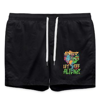 Let See Them Aliens Graffiti Spray Kunst Street - Badeshorts - Schwarz - Vorne - AI Model Male 185 light (185cm)