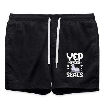 Oui, je parle aux phoques - Short de bain - noir - Devant - AI Model Male 185 light (185cm)