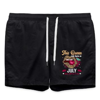 This queen was born in July happy - Swim Trunks - black - Front - AI Model Male 185 light (185cm)
