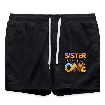 Schwester Der Süßen Bestreut Köstlichen Krapfen - Badeshorts - Schwarz - Vorne - AI Model Male 185 light (185cm)